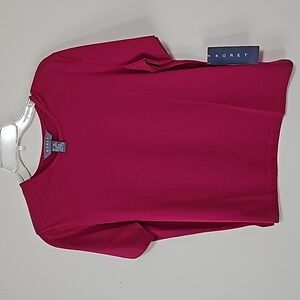 New Koret Hot Pink Top Sz M Cotton Gift Short Sleeve